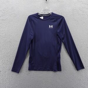 Under Armour Mens HeatGear Compression Long Sleeve Shirt Blue Large NEW